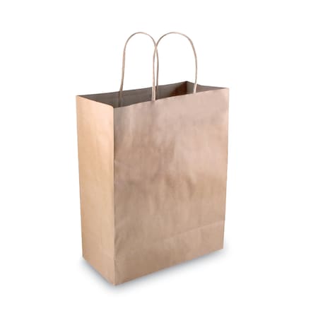 Cosco Premium Shopping Bag, Natural Twisted-Paper Handles, 8" x 4" x 10.25", Brown, PK50 098375